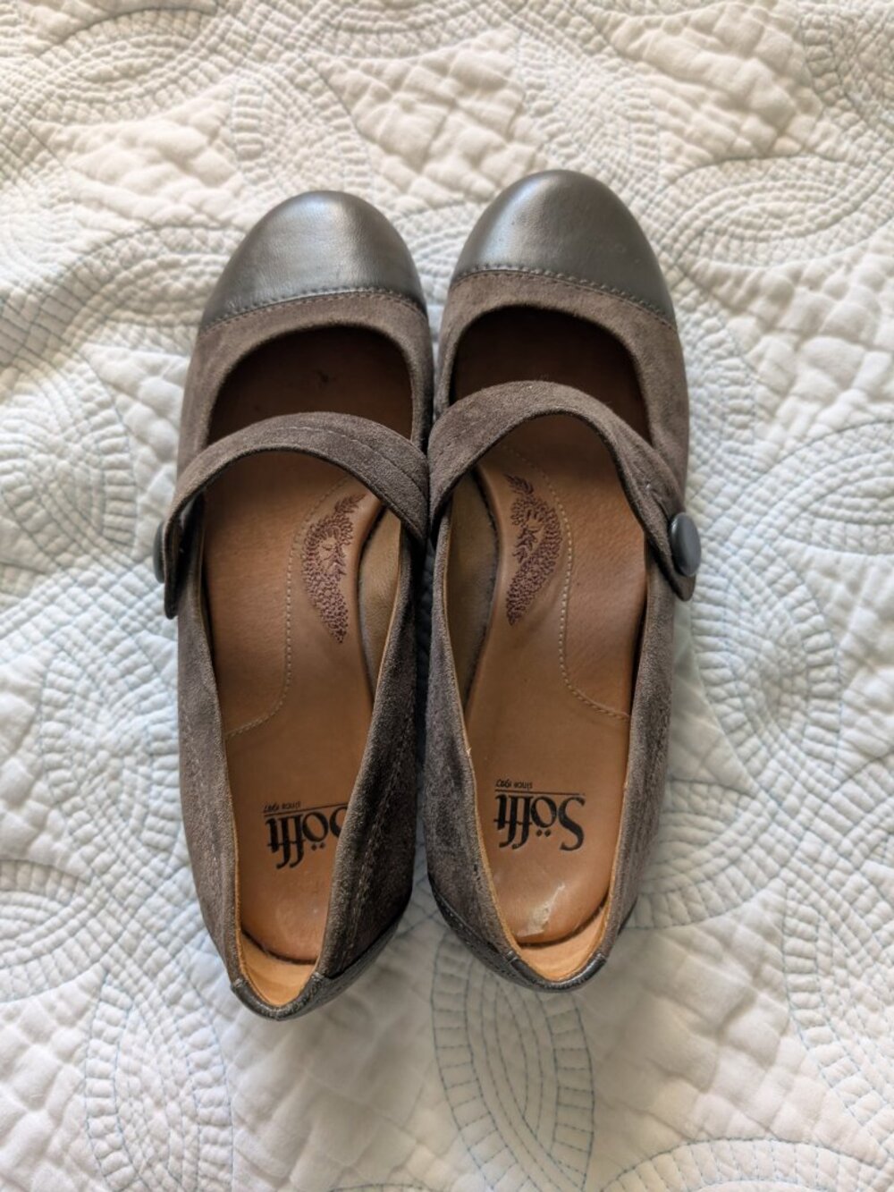 Brown Leather and Suede Mary Jane shoes by Sofft, Size 9M, NEW (other)